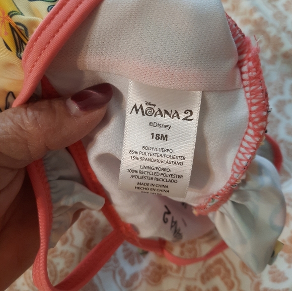 NWT Disney Moana 2 Pink and Yellow Swim Set 18 Mos - Picture 4 of 12